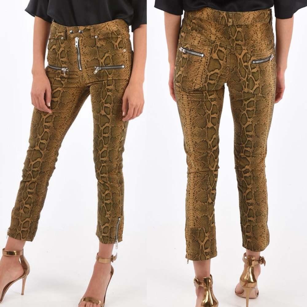 Isabelle Marant NWT Snake Print Cropped Pants with Zipper Details